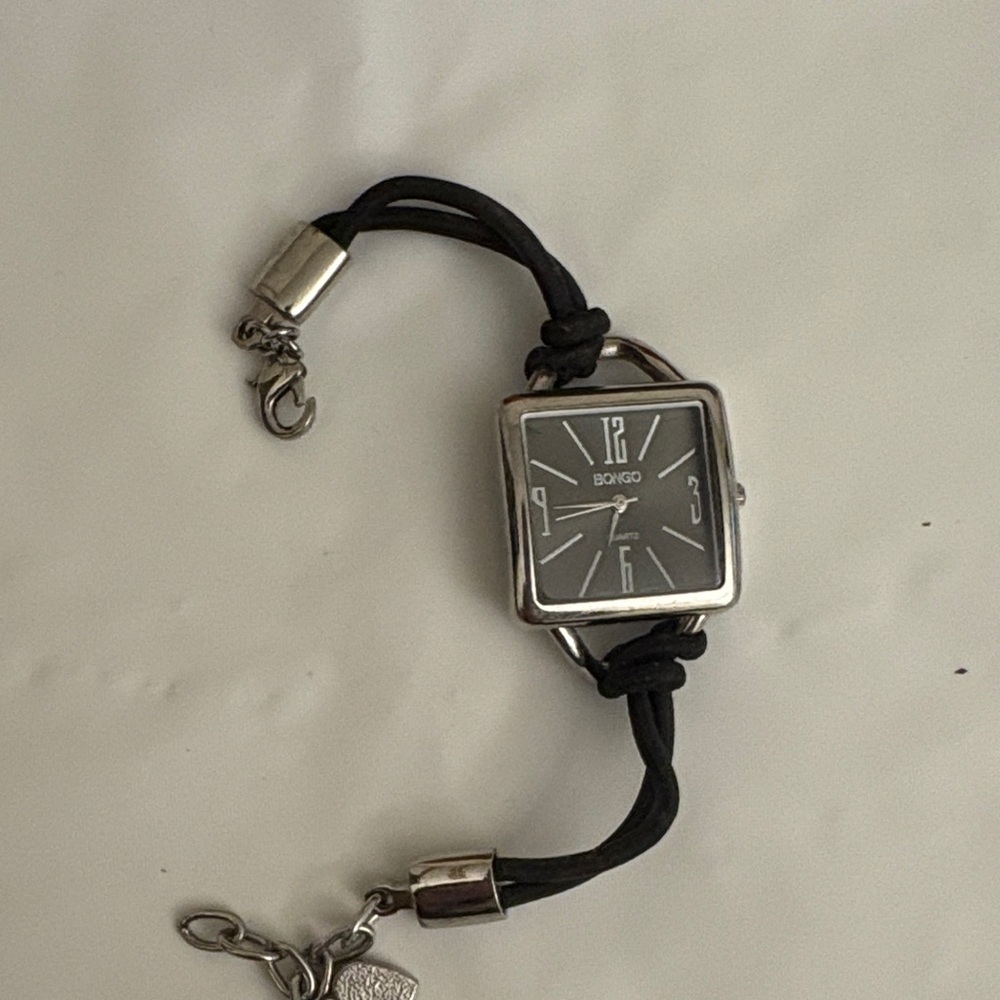 BONGO Women Watch with Black Cord and Silver Accents